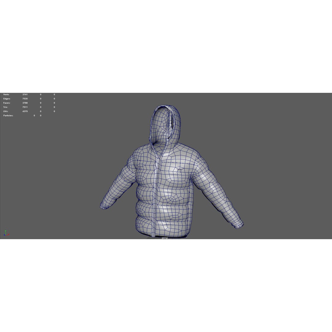 Winter Jacket 3D Model – Low Poly Fashion Coat, PBR Textures - View 13