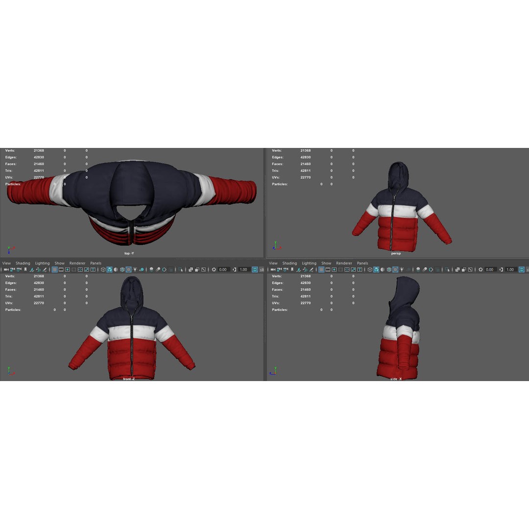 Winter Jacket 3D Model – Low Poly Fashion Coat, PBR Textures - View 14