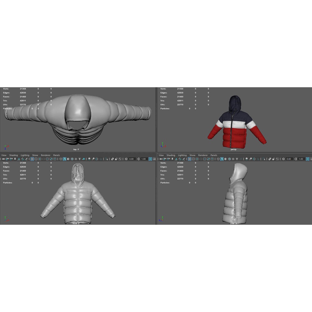 Winter Jacket 3D Model – Low Poly Fashion Coat, PBR Textures - View 15