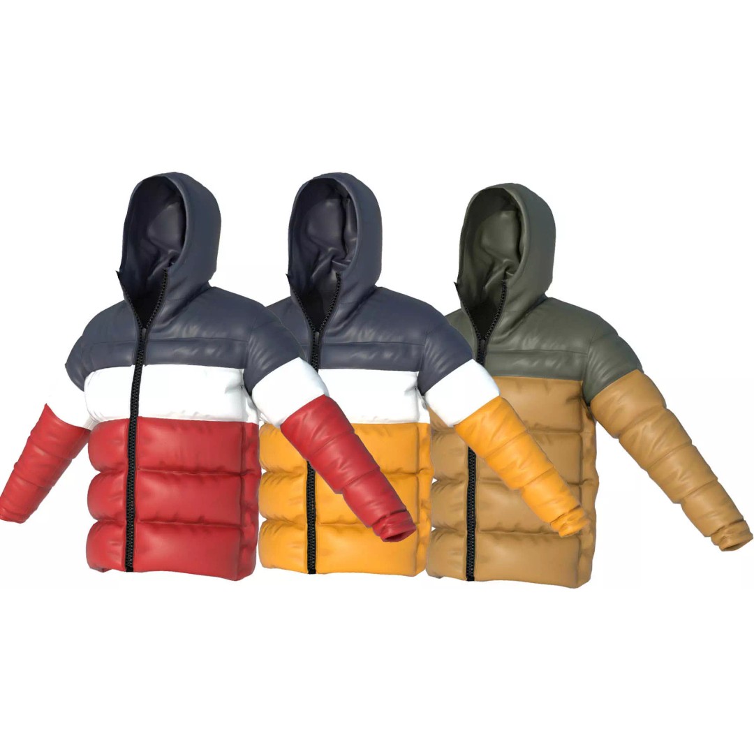 Winter Jacket 3D Model – Low Poly Fashion Coat, PBR Textures - View 2