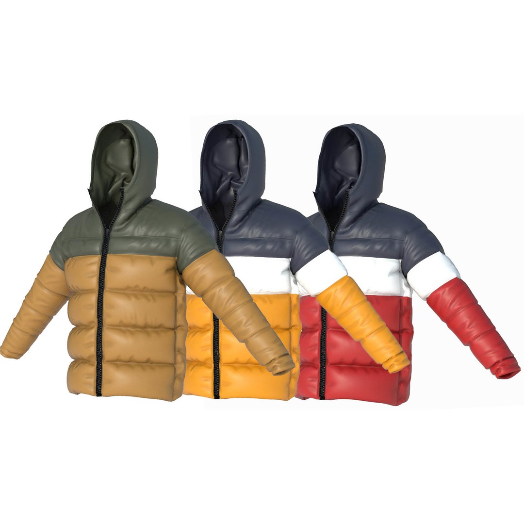 Winter Jacket 3D Model – Low Poly Fashion Coat, PBR Textures - View 3