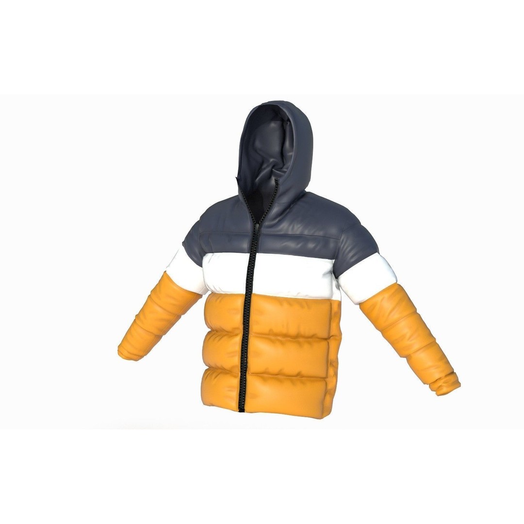 Winter Jacket 3D Model – Low Poly Fashion Coat, PBR Textures - View 4