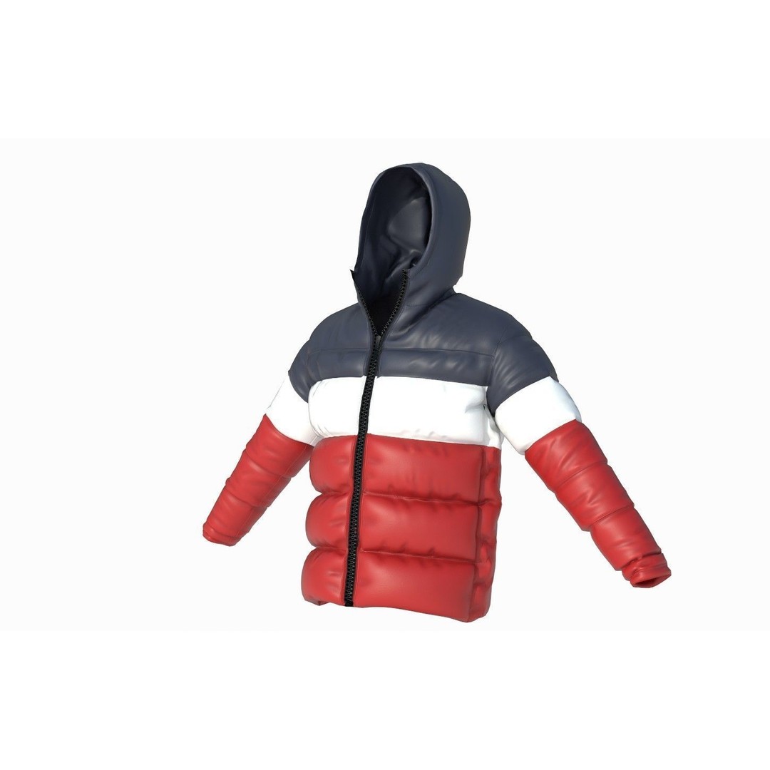 Winter Jacket 3D Model – Low Poly Fashion Coat, PBR Textures - View 5