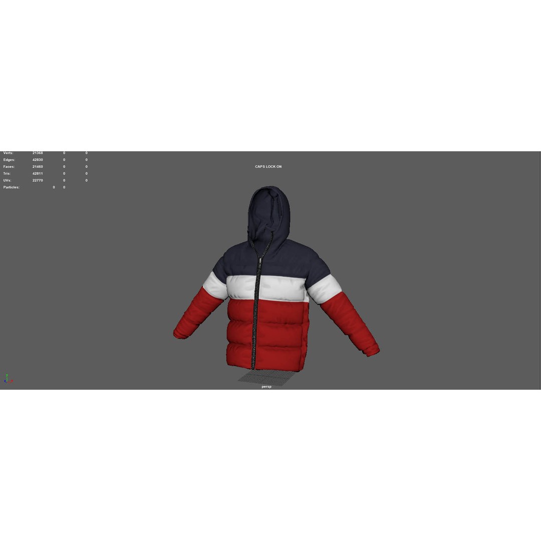 Winter Jacket 3D Model – Low Poly Fashion Coat, PBR Textures - View 8