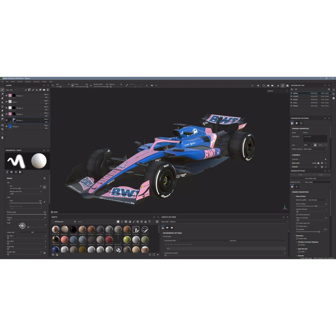 F1 Alpine A525 3D Model – PBR Racing Car Asset, FBX, OBJ, Blender - View 16