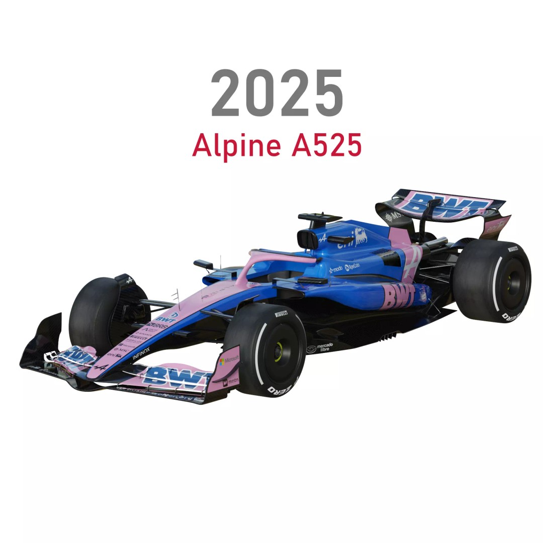 F1 Alpine A525 3D Model – PBR Racing Car Asset, FBX, OBJ, Blender - View 2