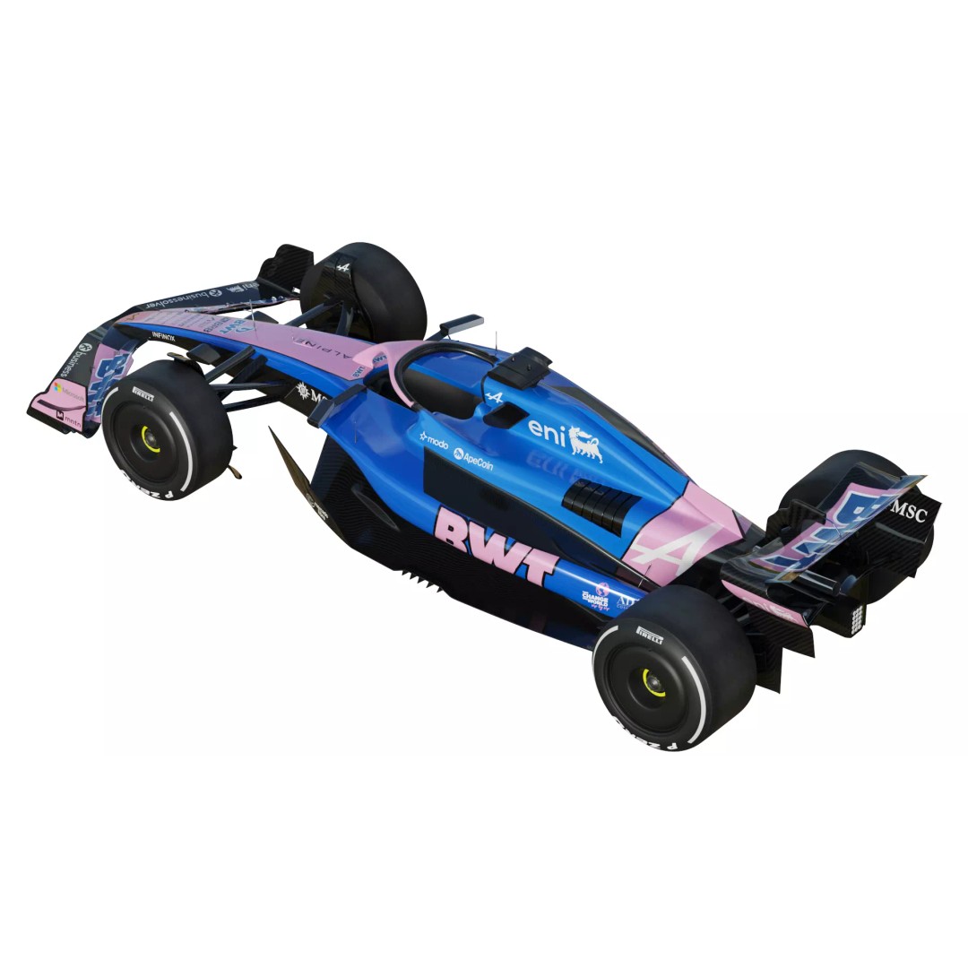 F1 Alpine A525 3D Model – PBR Racing Car Asset, FBX, OBJ, Blender - View 9