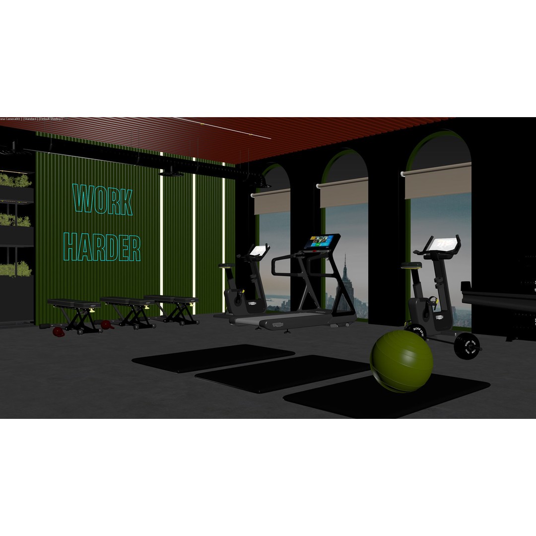 Gym Room 3D Model – Highly Detailed Interior Scene, FBX & OBJ - View 13
