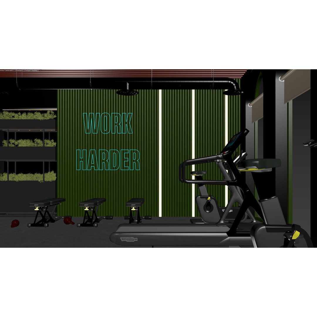 Gym Room 3D Model – Highly Detailed Interior Scene, FBX & OBJ - View 14