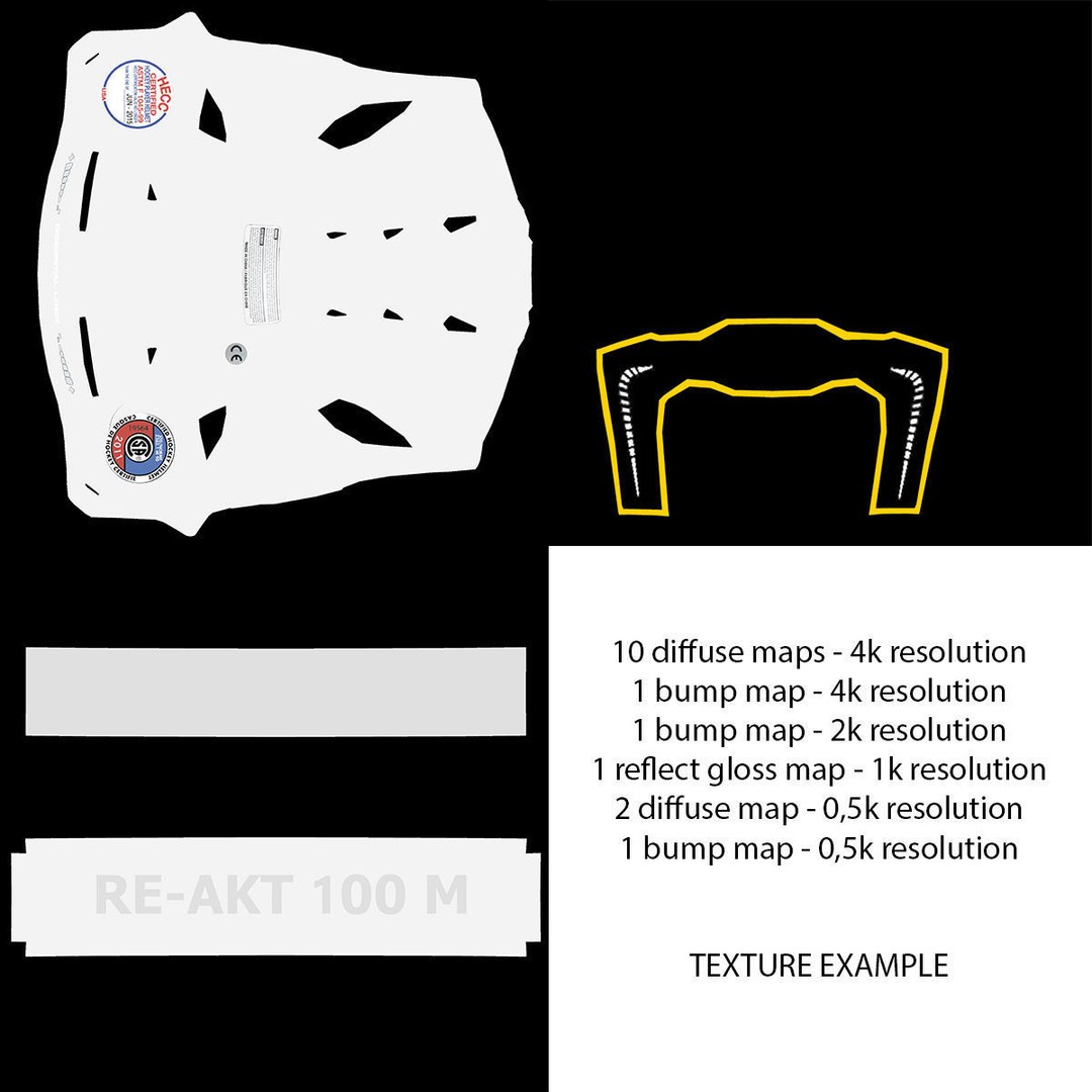 Hockey Helmet 3D Model – Bauer Re-Akt 100 White, PBR Textured - View 11