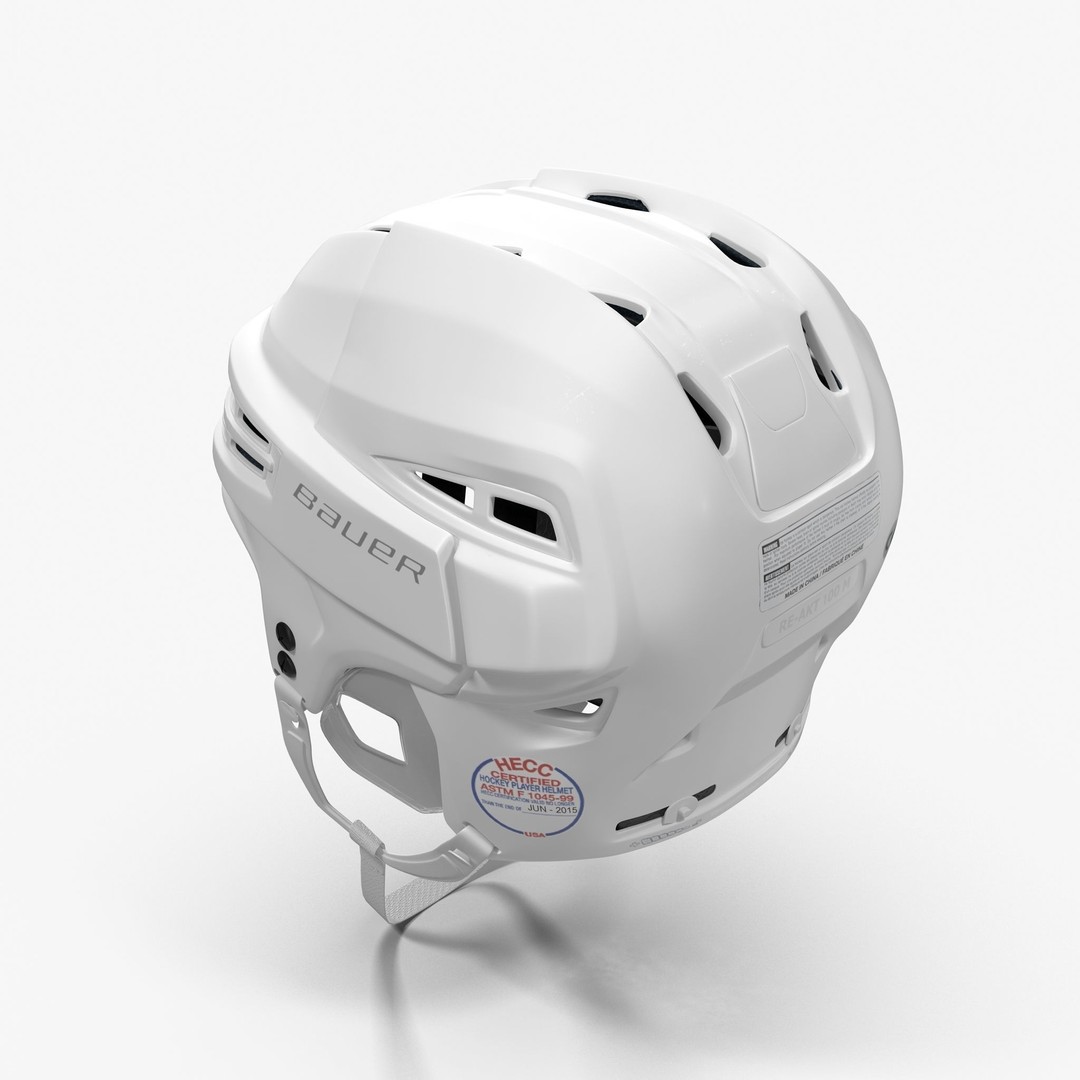 Hockey Helmet 3D Model – Bauer Re-Akt 100 White, PBR Textured - View 19