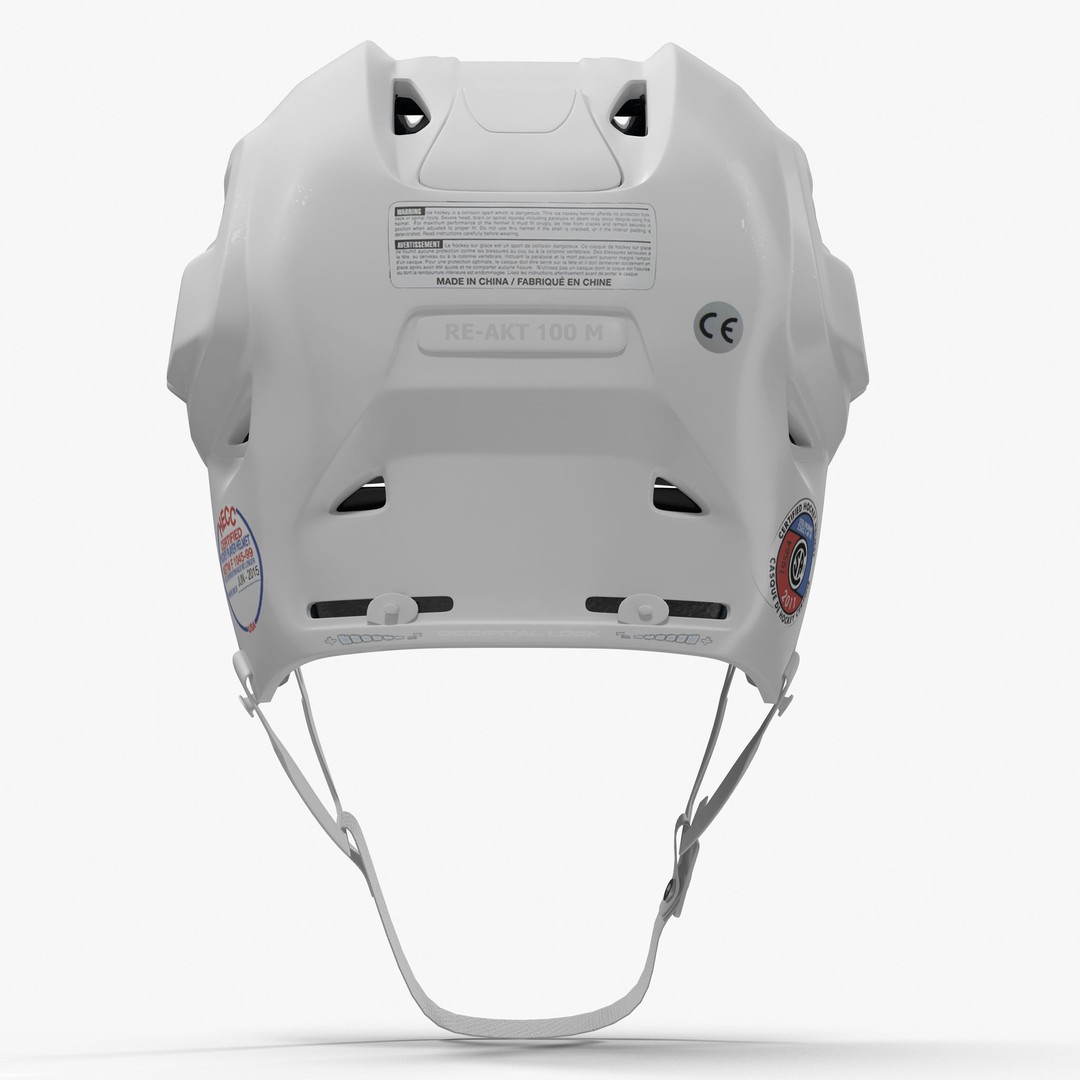 Hockey Helmet 3D Model – Bauer Re-Akt 100 White, PBR Textured - View 20