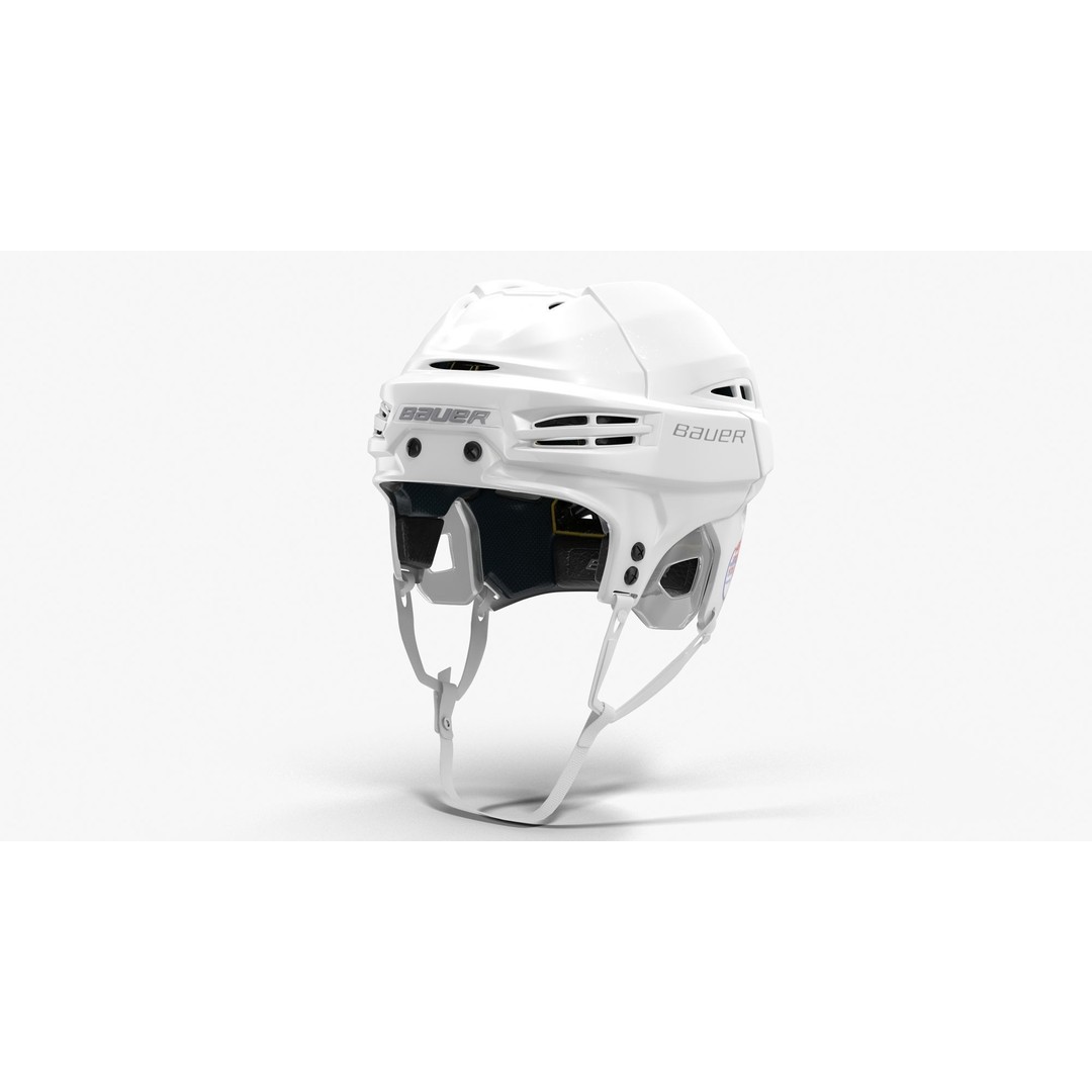 Hockey Helmet 3D Model – Bauer Re-Akt 100 White, PBR Textured - View 3