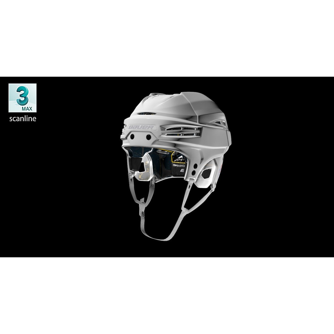 Hockey Helmet 3D Model – Bauer Re-Akt 100 White, PBR Textured - View 4