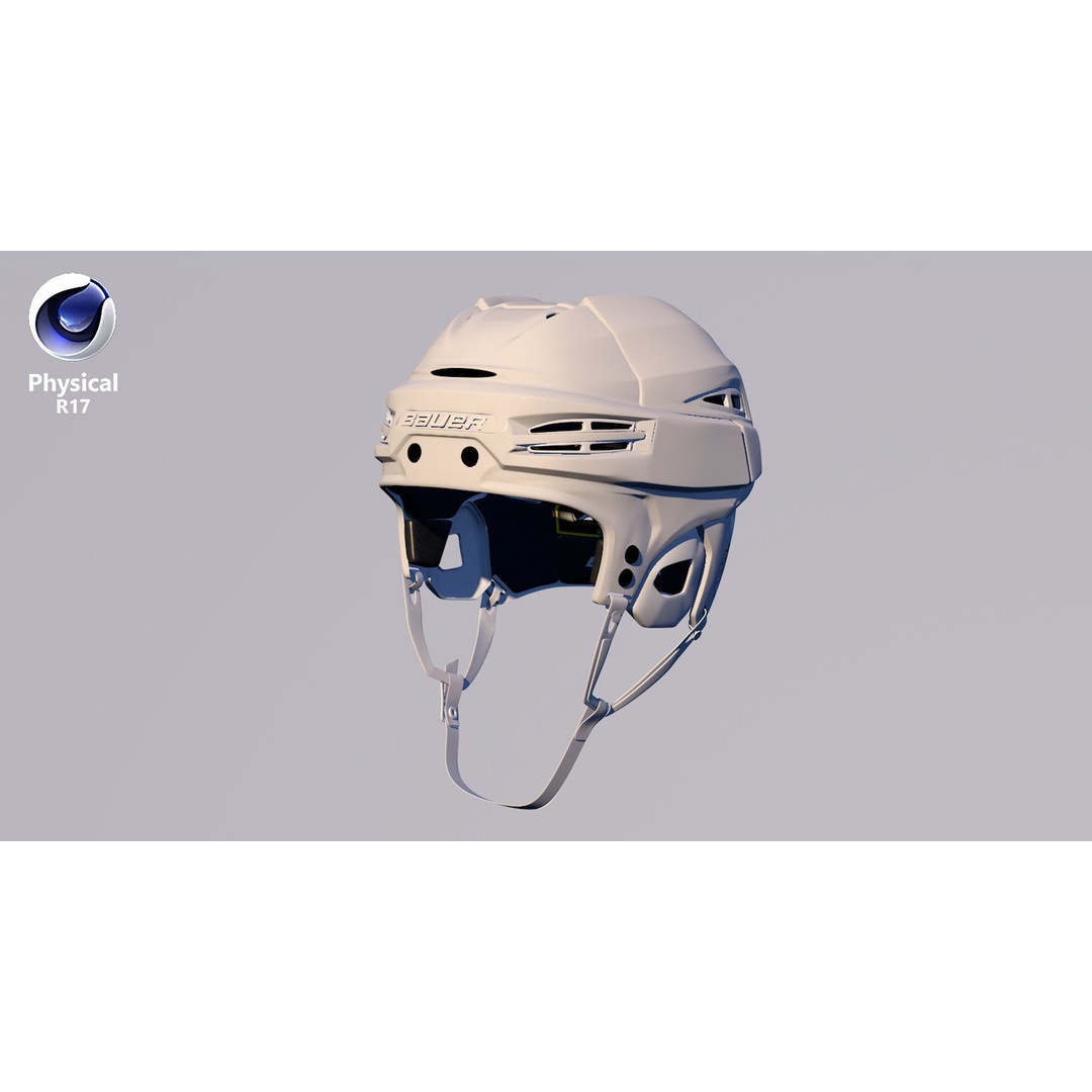 Hockey Helmet 3D Model – Bauer Re-Akt 100 White, PBR Textured - View 6
