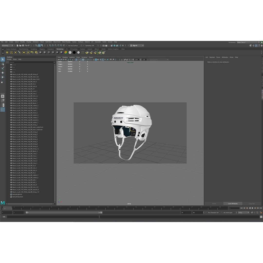 Hockey Helmet 3D Model – Bauer Re-Akt 100 White, PBR Textured - View 8