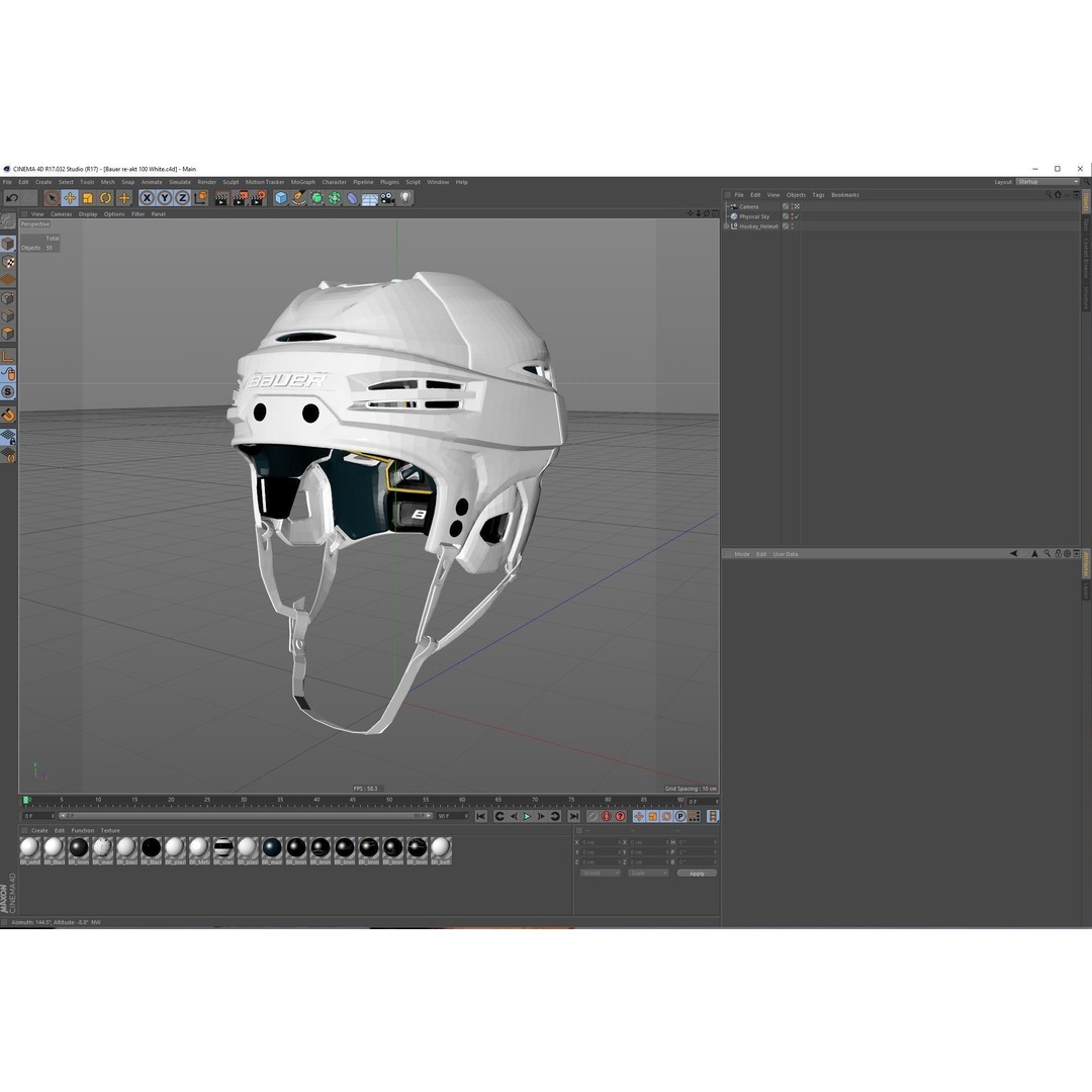 Hockey Helmet 3D Model – Bauer Re-Akt 100 White, PBR Textured - View 9