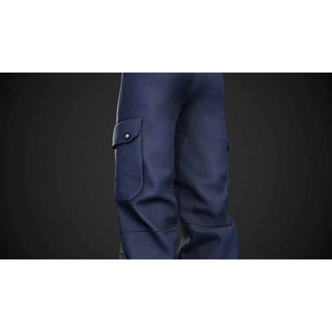 Blue Snowboard Pants 3D Model – Low Poly PBR Game Asset, FBX - View 15