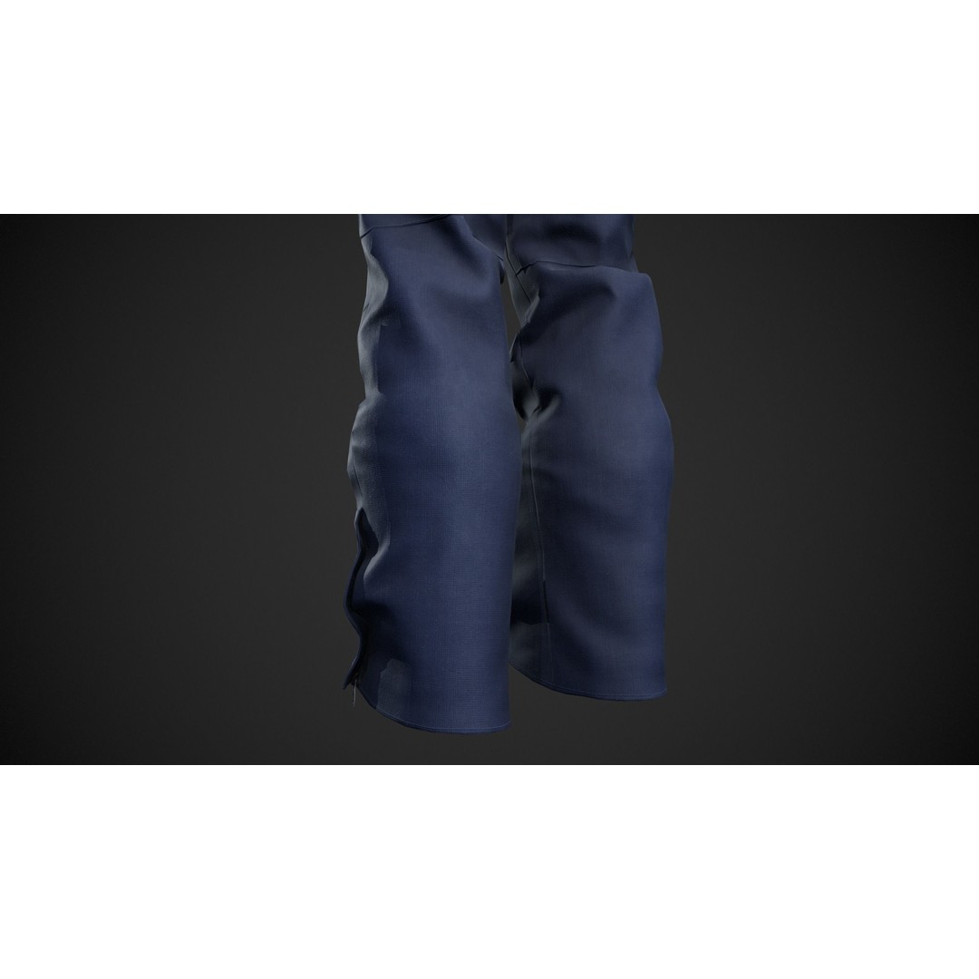 Blue Snowboard Pants 3D Model – Low Poly PBR Game Asset, FBX - View 16