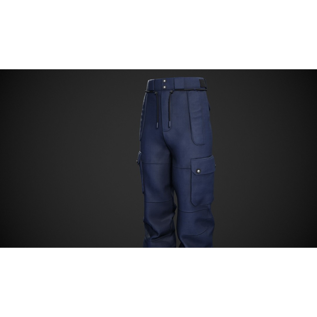 Blue Snowboard Pants 3D Model – Low Poly PBR Game Asset, FBX - View 17