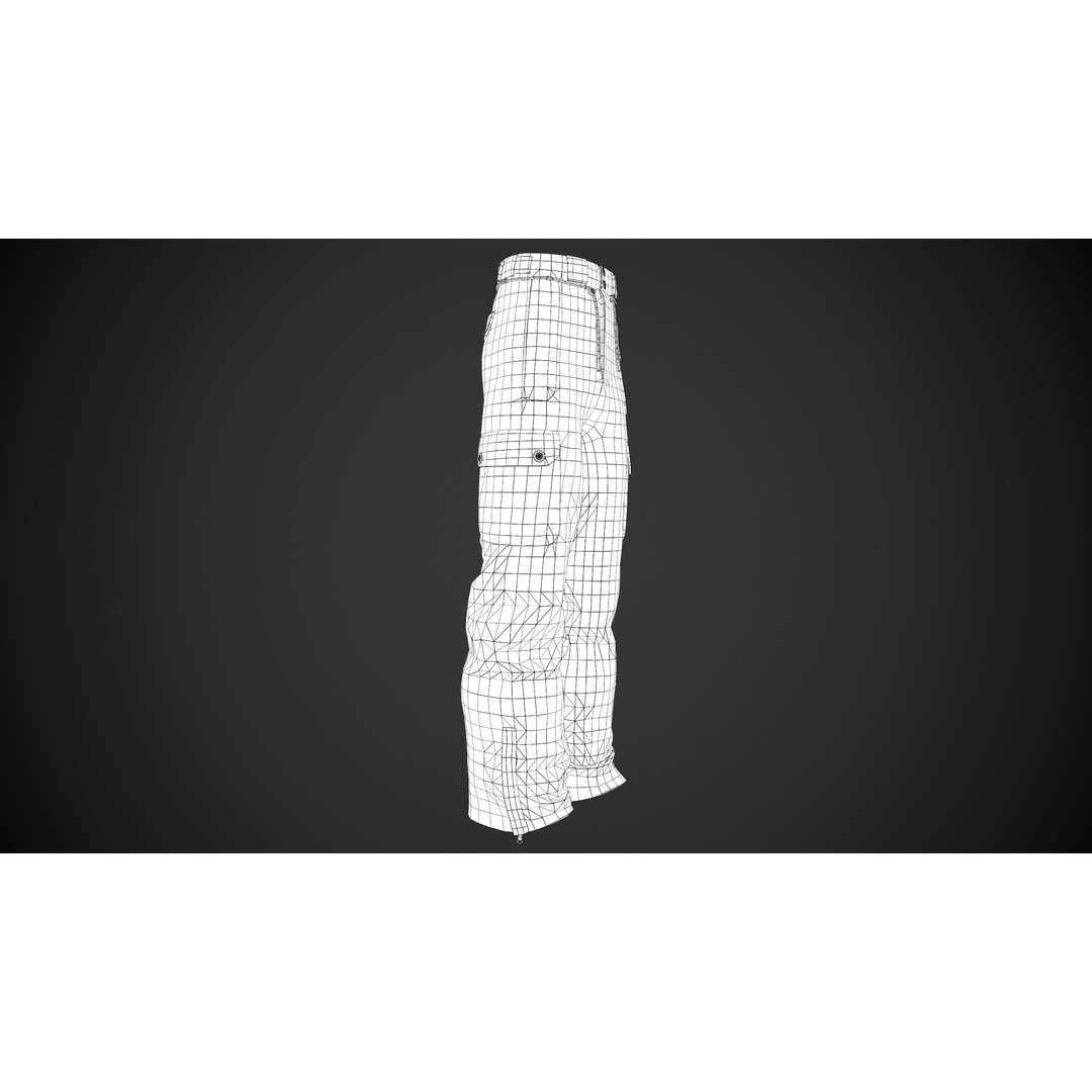 Blue Snowboard Pants 3D Model – Low Poly PBR Game Asset, FBX - View 23