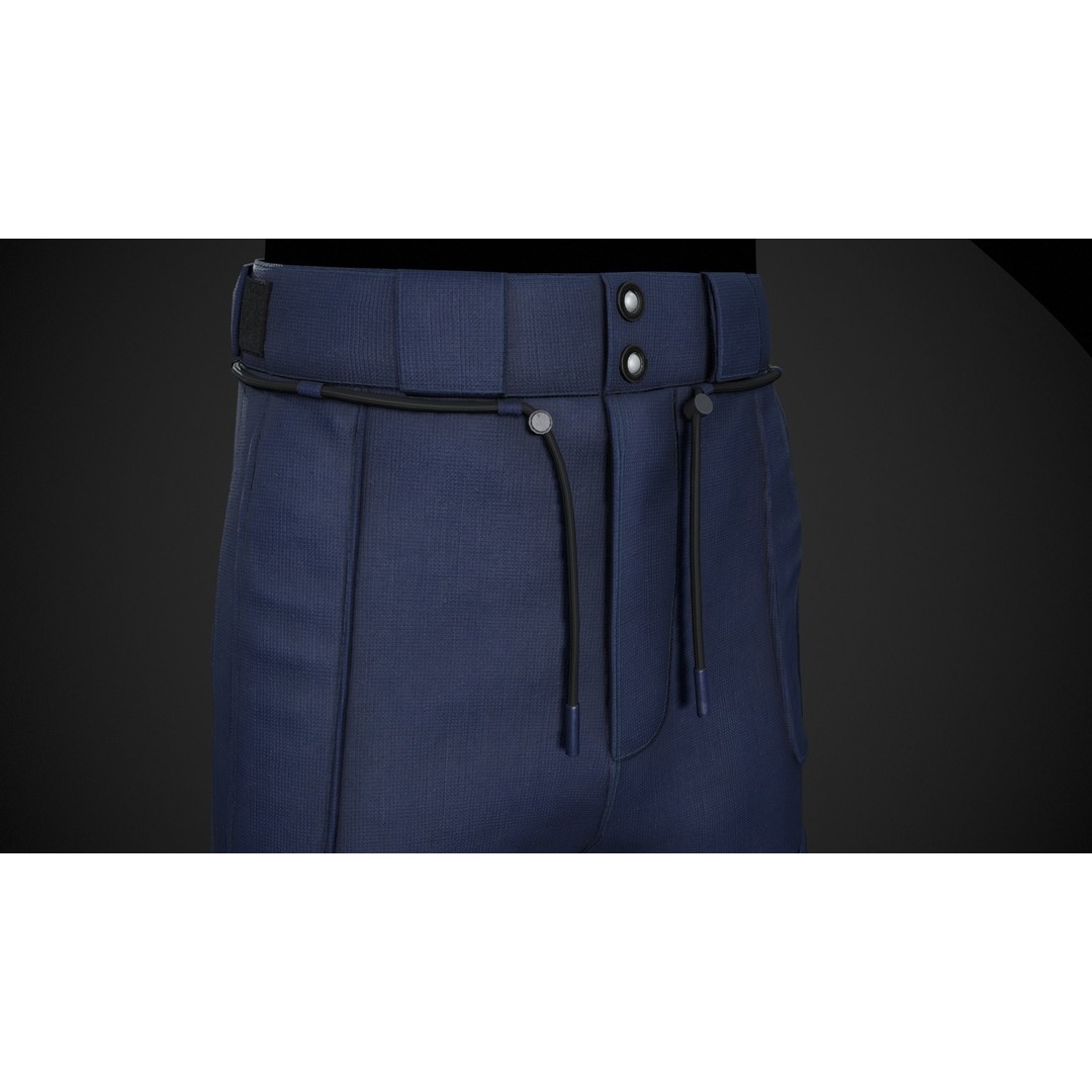 Blue Snowboard Pants 3D Model – Low Poly PBR Game Asset, FBX - View 3