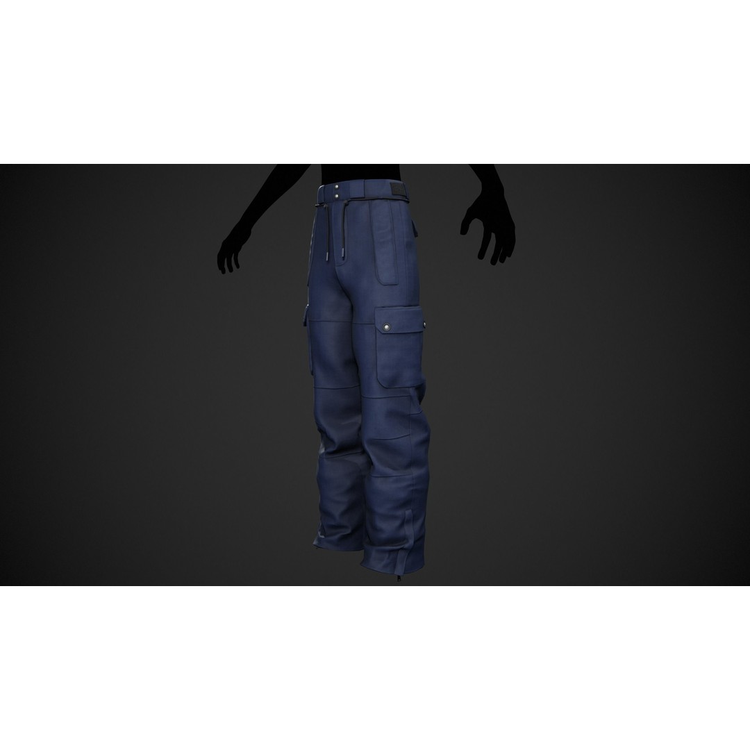 Blue Snowboard Pants 3D Model – Low Poly PBR Game Asset, FBX - View 4
