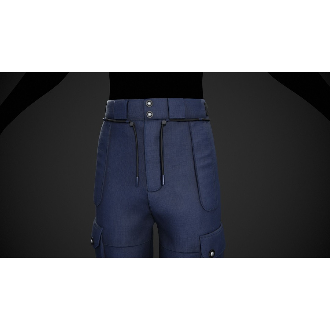 Blue Snowboard Pants 3D Model – Low Poly PBR Game Asset, FBX - View 5