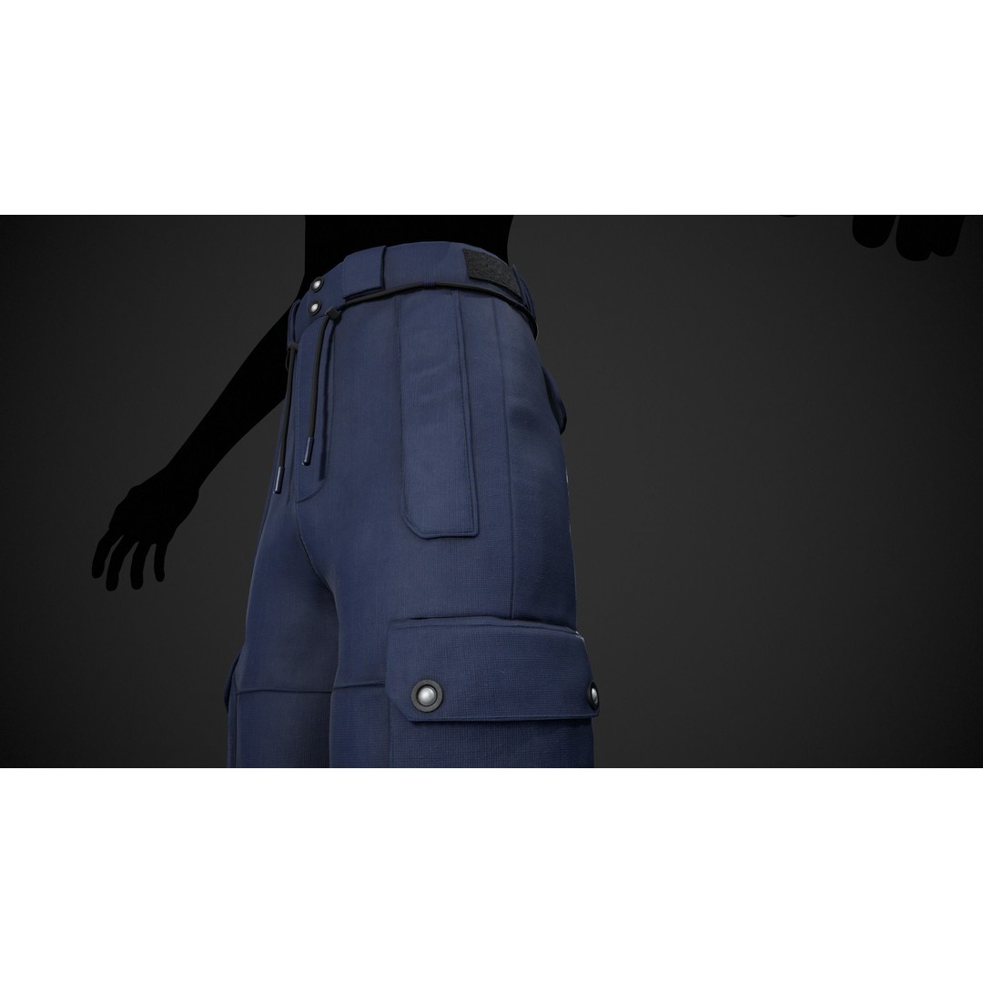 Blue Snowboard Pants 3D Model – Low Poly PBR Game Asset, FBX - View 6