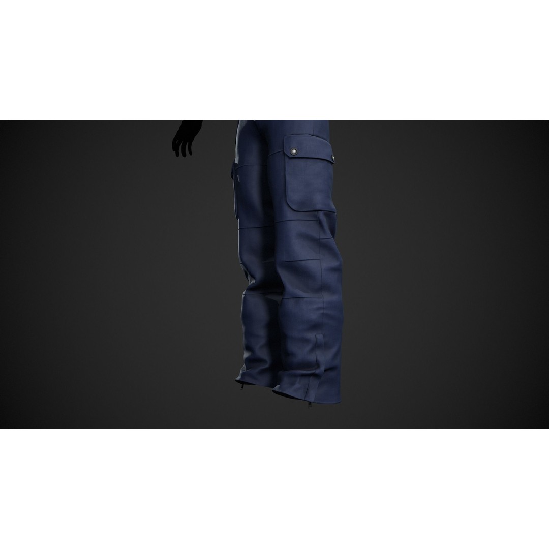 Blue Snowboard Pants 3D Model – Low Poly PBR Game Asset, FBX - View 7
