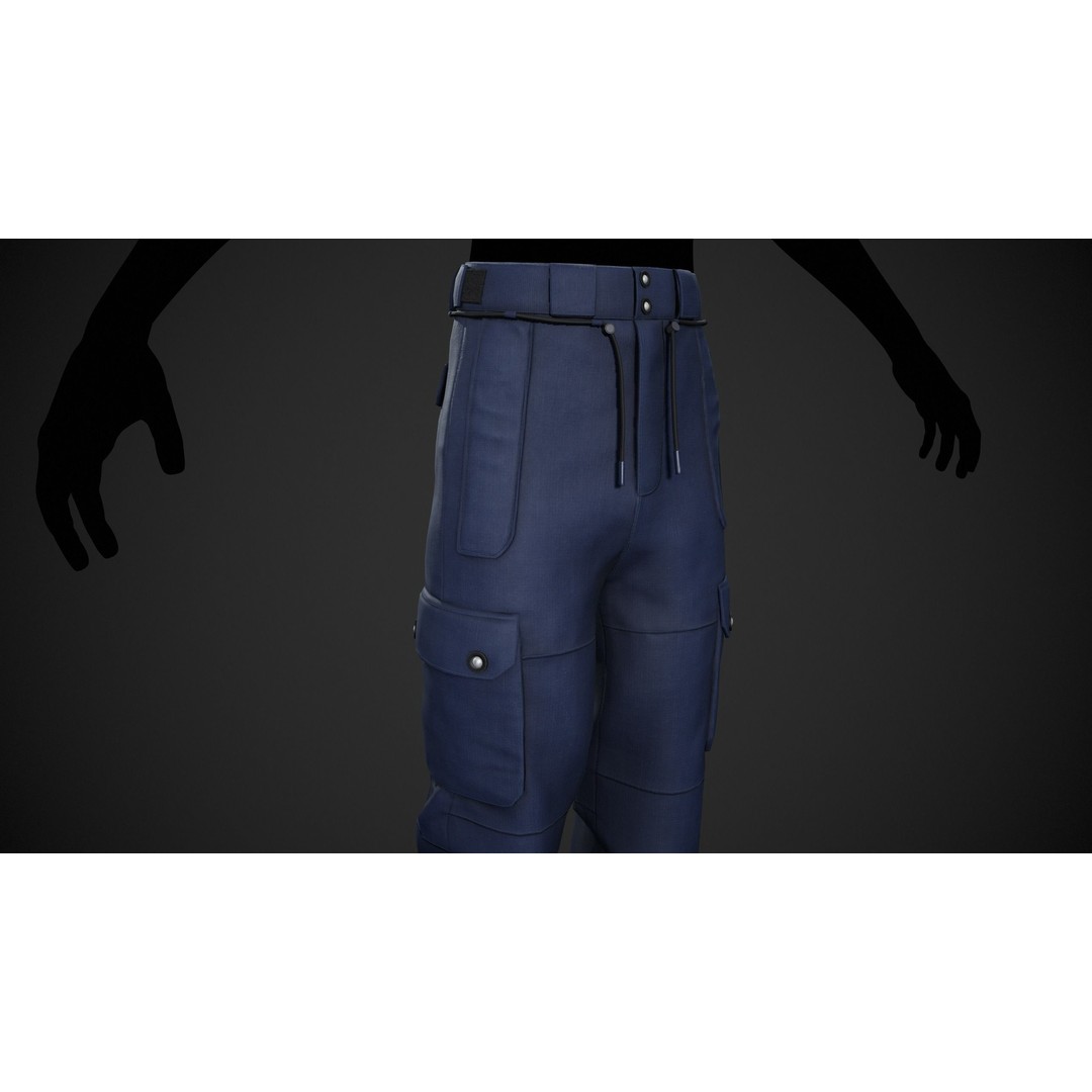 Blue Snowboard Pants 3D Model – Low Poly PBR Game Asset, FBX - View 8