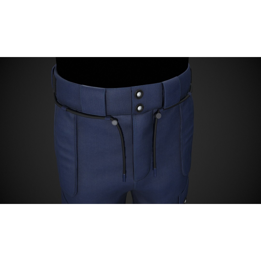 Blue Snowboard Pants 3D Model – Low Poly PBR Game Asset, FBX - View 9