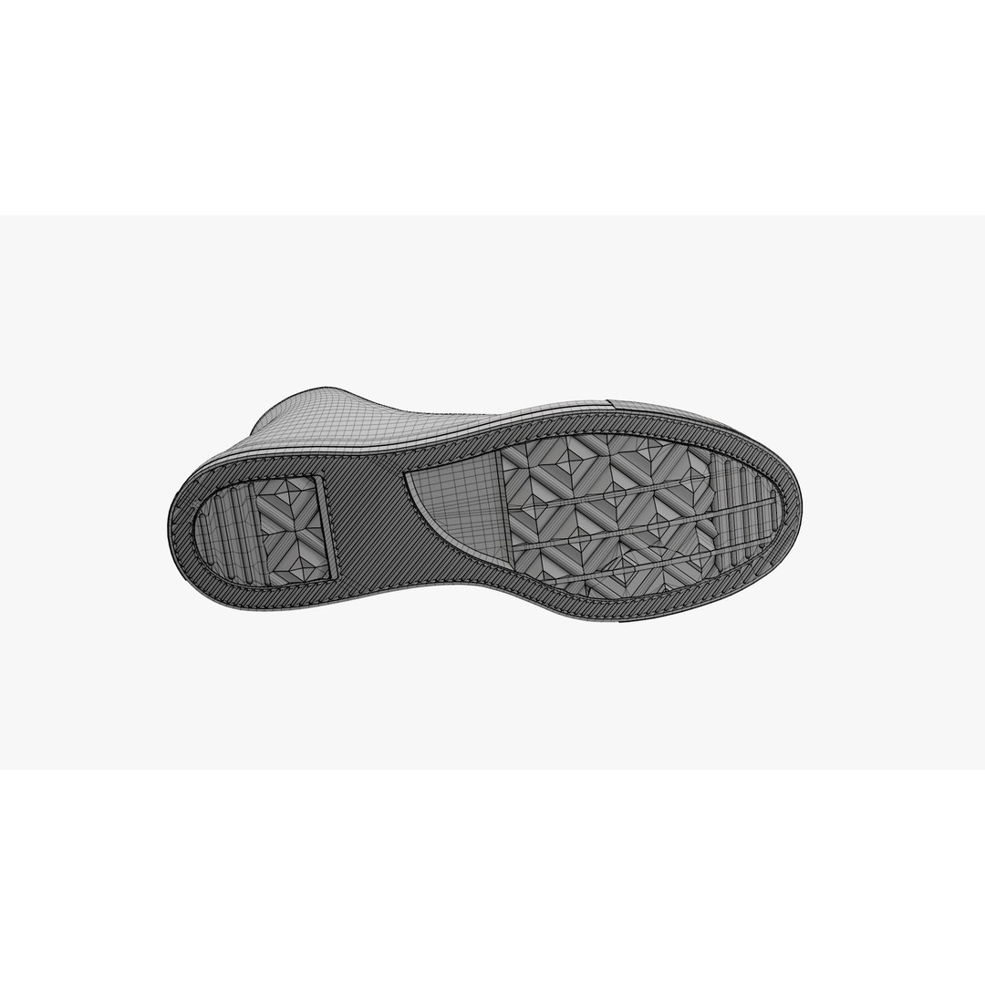Chuck Taylor All Star Classic High Top Mono Black 3D Model – High Poly PBR Footwear Asset, FBX