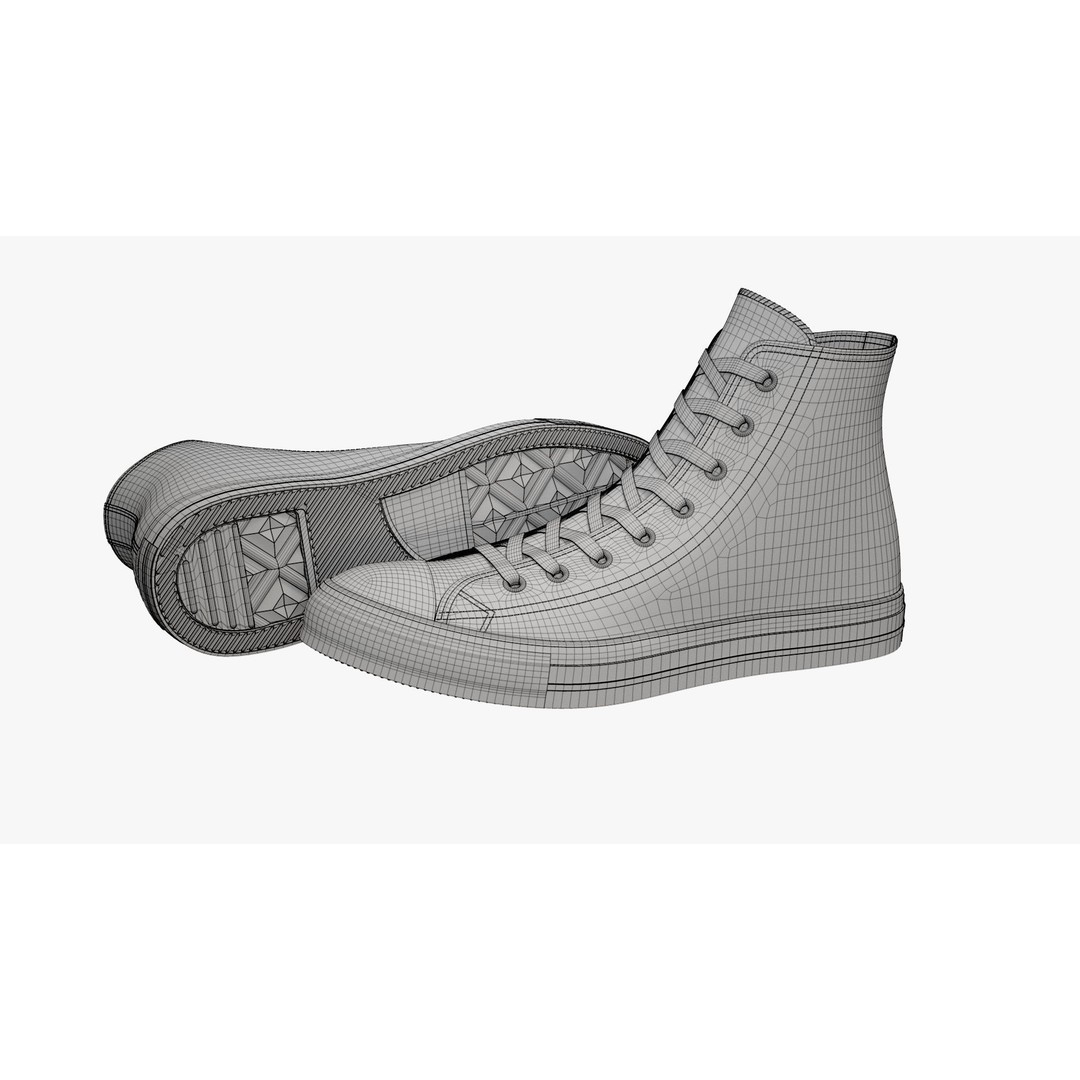 Chuck Taylor All Star Classic High Top Mono Black 3D Model – High Poly PBR Footwear Asset, FBX - View 14