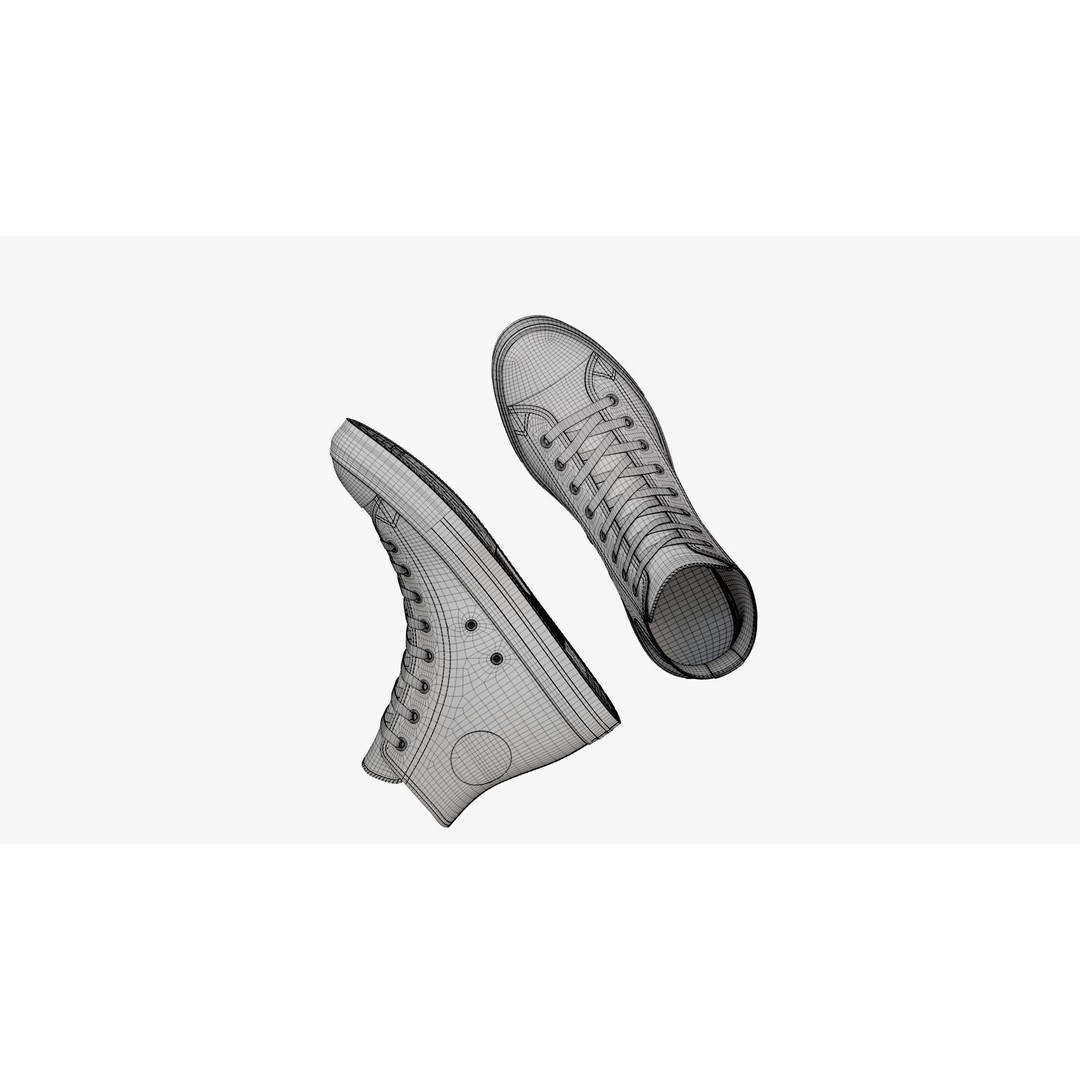 Chuck Taylor All Star Classic High Top Mono Black 3D Model – High Poly PBR Footwear Asset, FBX - View 15
