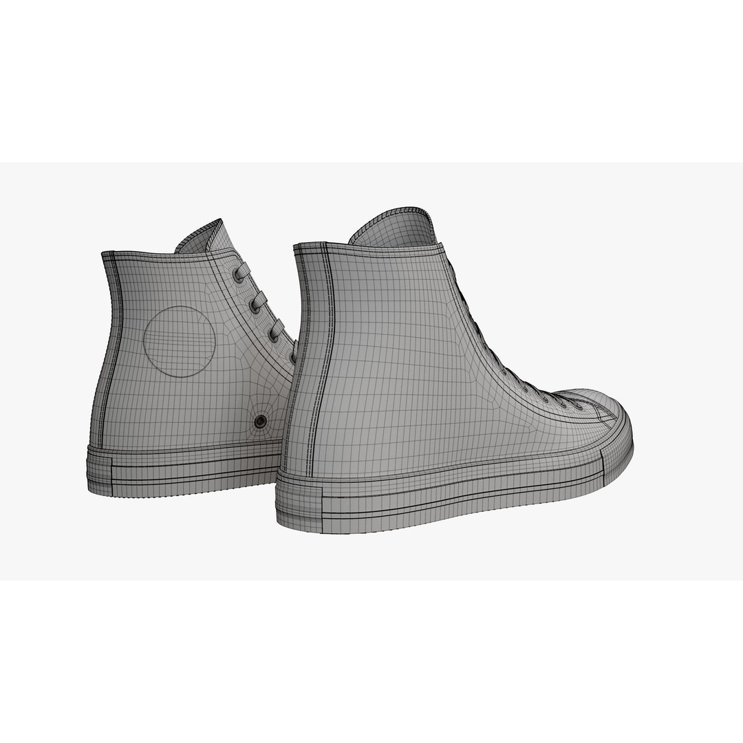 Chuck Taylor All Star Classic High Top Mono Black 3D Model – High Poly PBR Footwear Asset, FBX - View 16