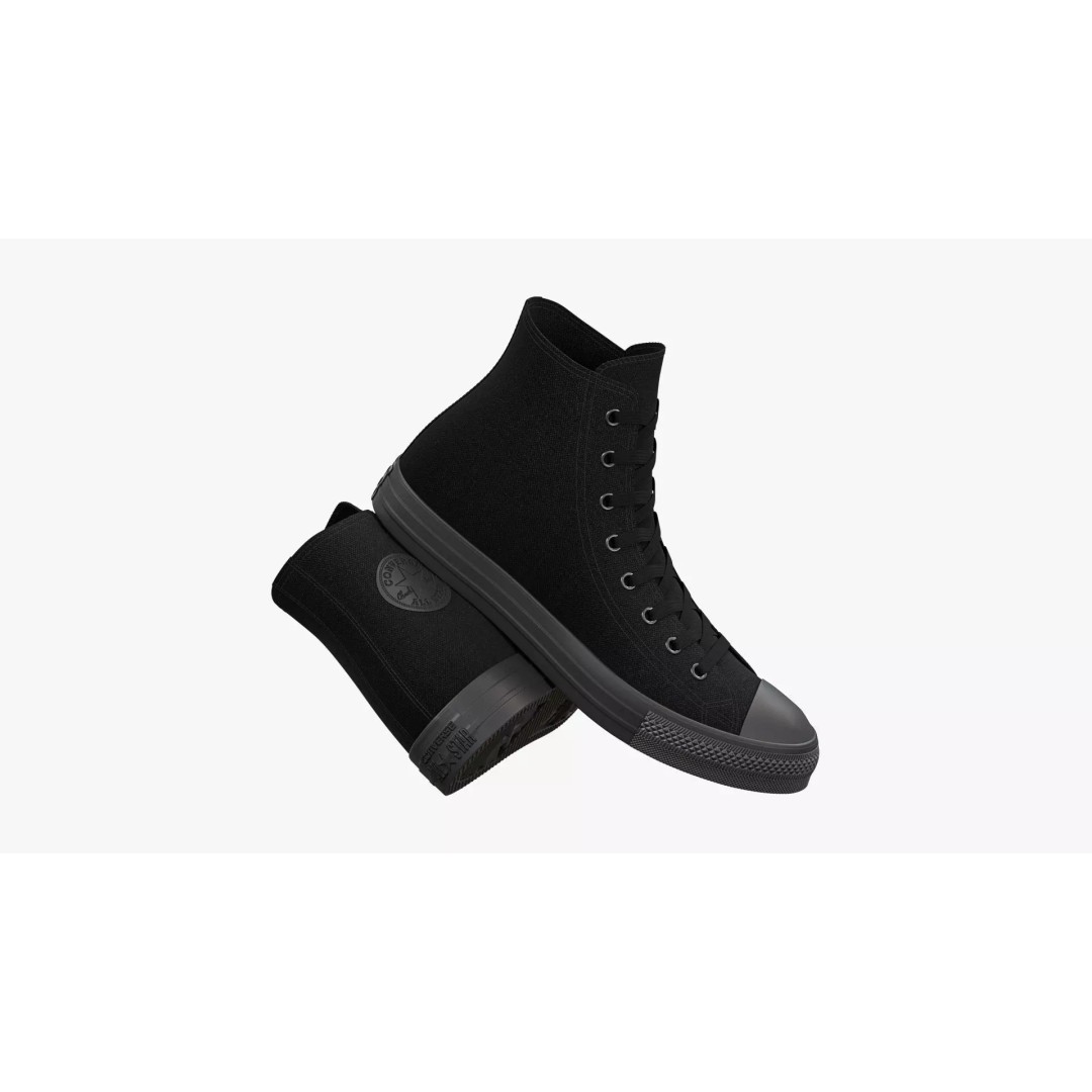 Chuck Taylor All Star Classic High Top Mono Black 3D Model – High Poly PBR Footwear Asset, FBX - View 2