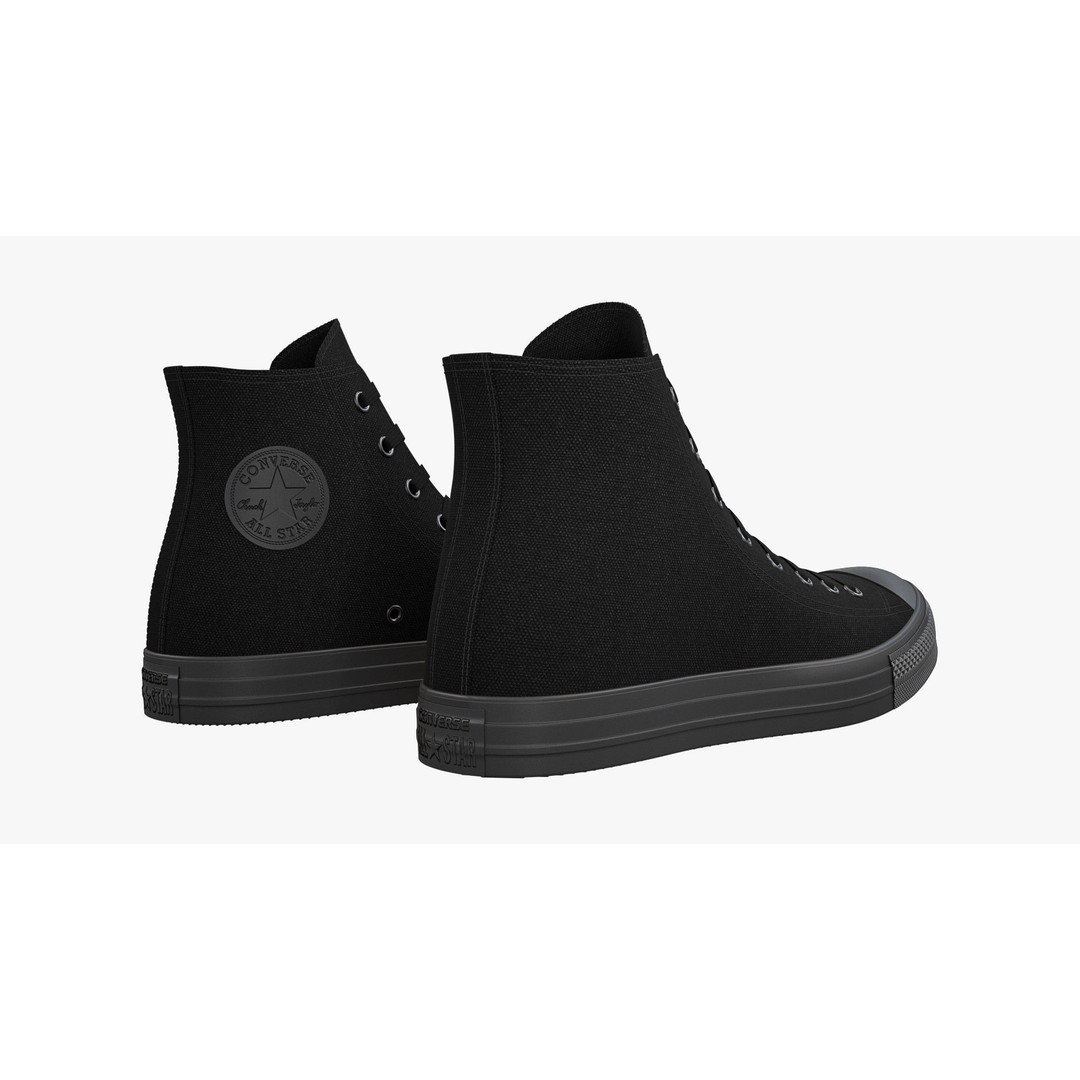 Chuck Taylor All Star Classic High Top Mono Black 3D Model – High Poly PBR Footwear Asset, FBX - View 7