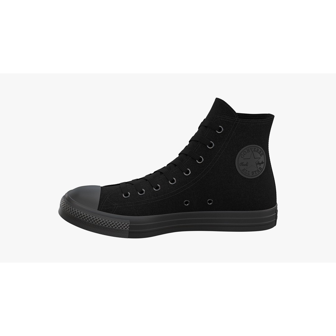 Chuck Taylor All Star Classic High Top Mono Black 3D Model – High Poly PBR Footwear Asset, FBX - View 9