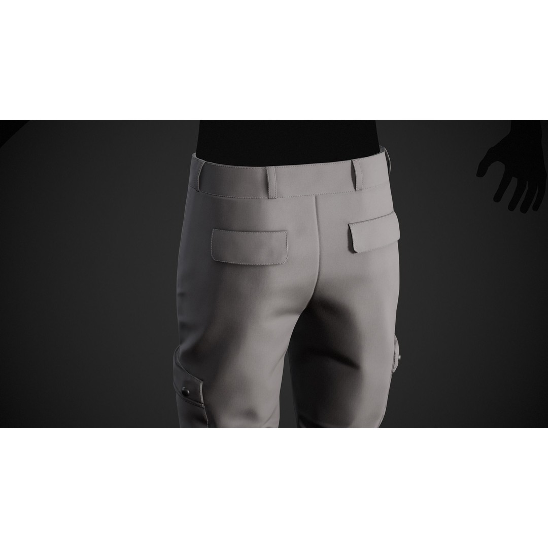 Gray Snowboard Pants 3D Model – Low Poly PBR Asset for Games - View 11