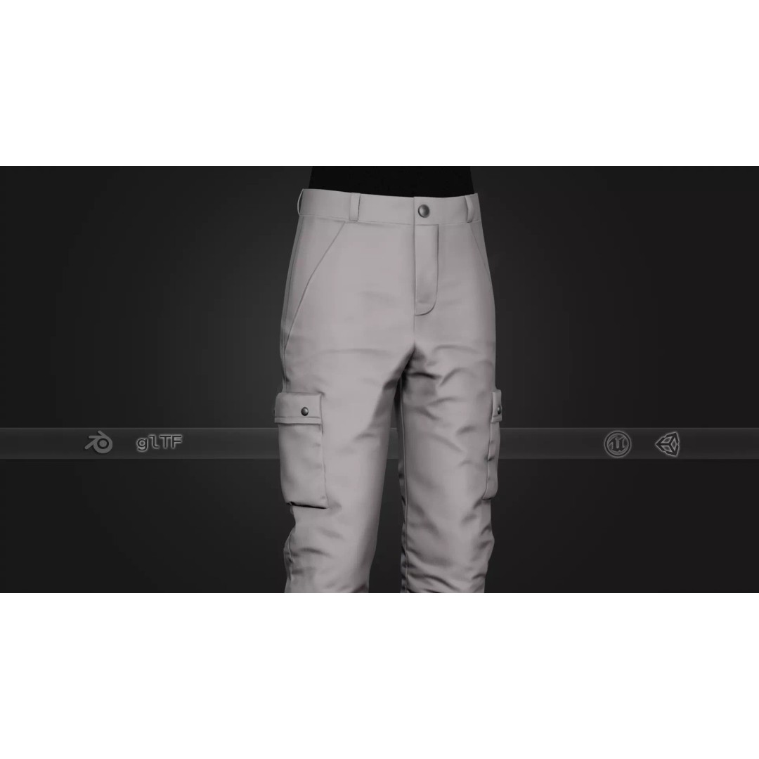 Gray Snowboard Pants 3D Model – Low Poly PBR Asset for Games - View 2