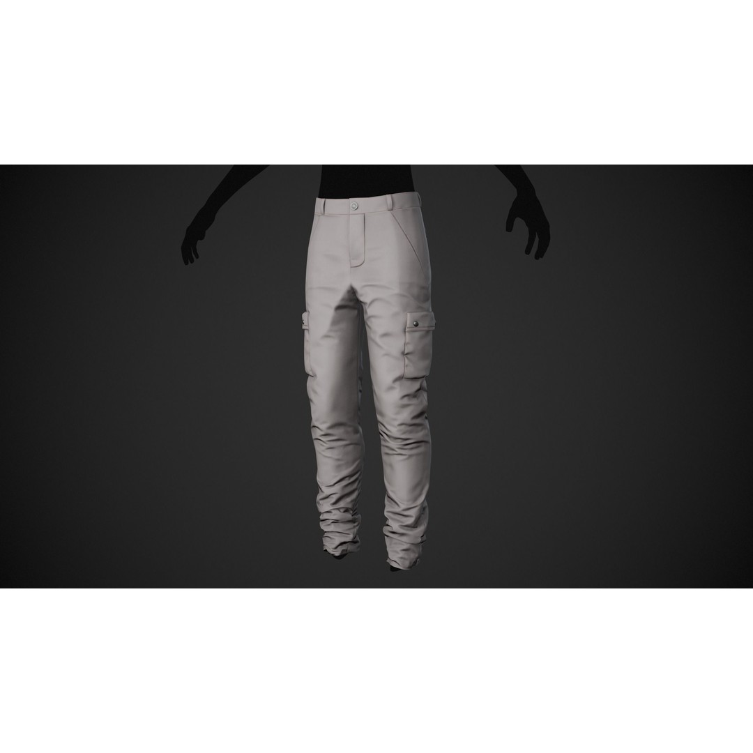 Gray Snowboard Pants 3D Model – Low Poly PBR Asset for Games - View 3