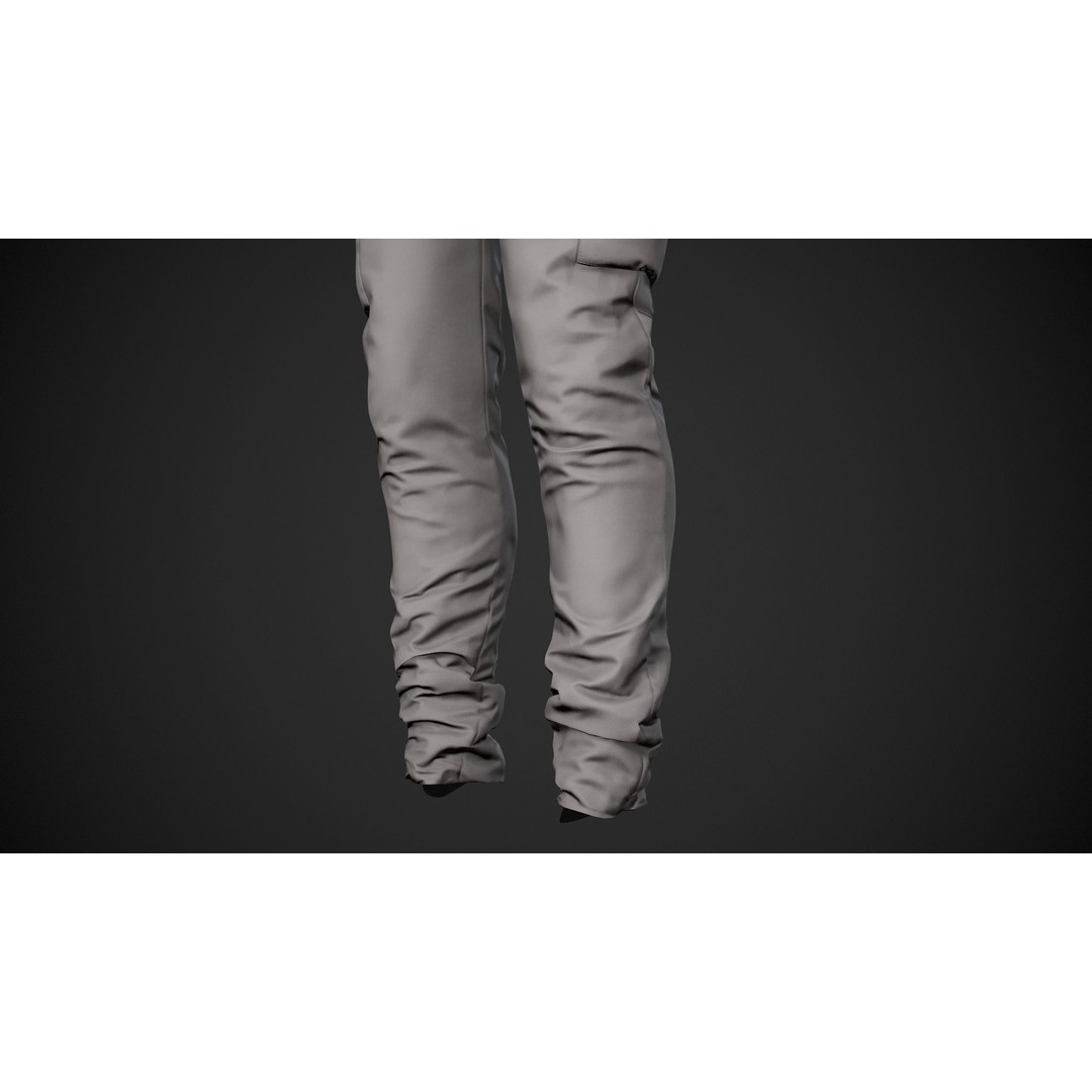 Gray Snowboard Pants 3D Model – Low Poly PBR Asset for Games - View 8
