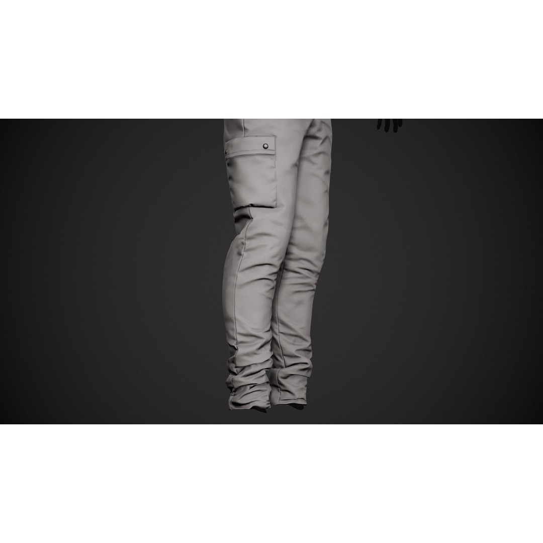 Gray Snowboard Pants 3D Model – Low Poly PBR Asset for Games - View 9