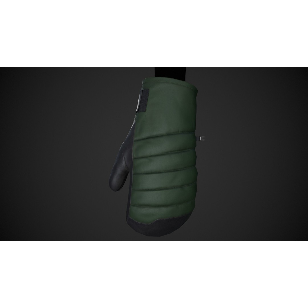 Green and Black Snowboard Gloves 3D Model – Low Poly PBR Asset, FBX - View 12
