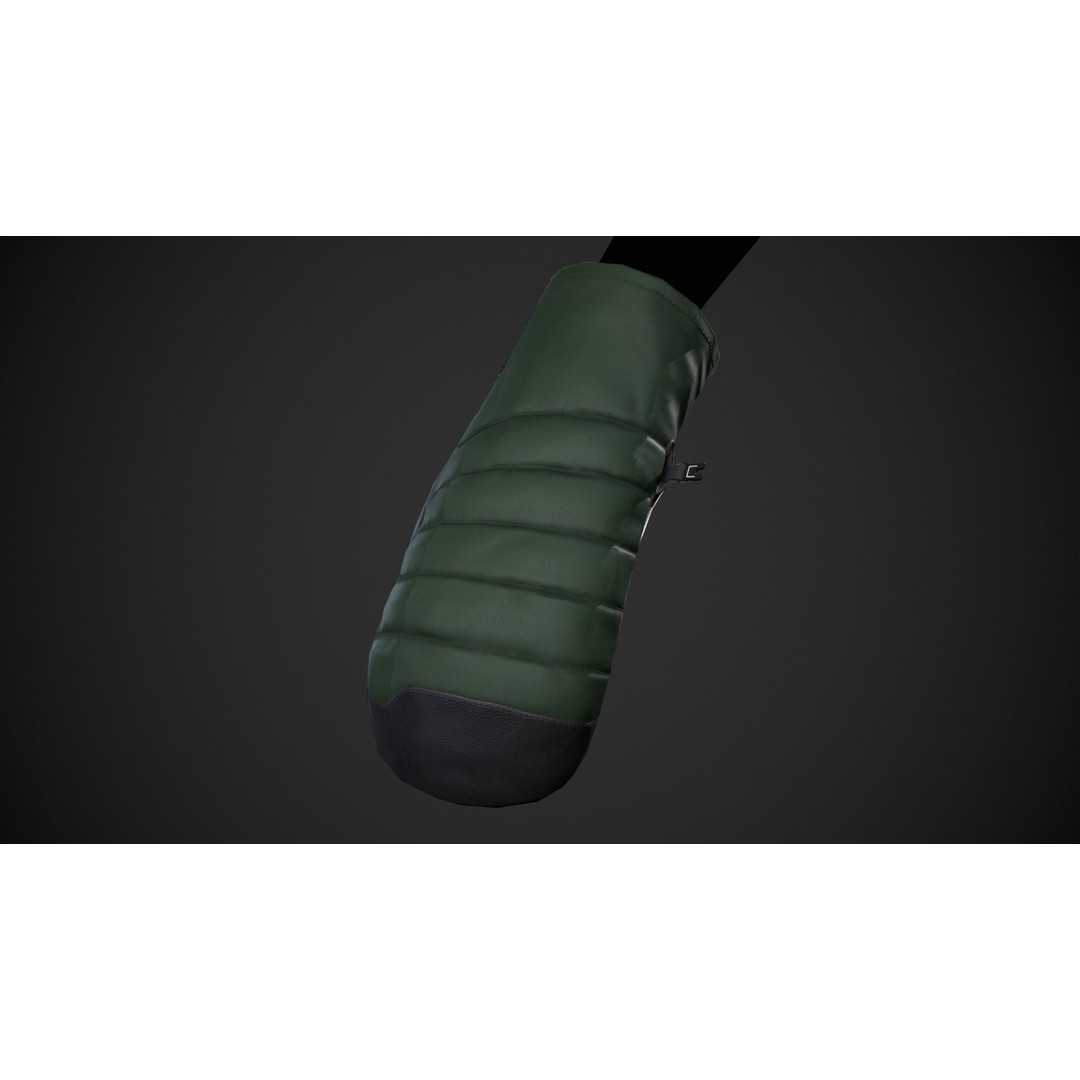 Green and Black Snowboard Gloves 3D Model – Low Poly PBR Asset, FBX - View 7