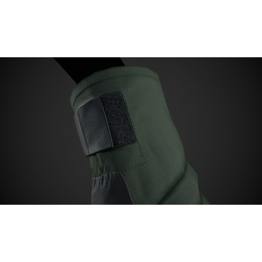 Green and Black Snowboard Gloves 3D Model – Low Poly PBR Asset, FBX - View 9
