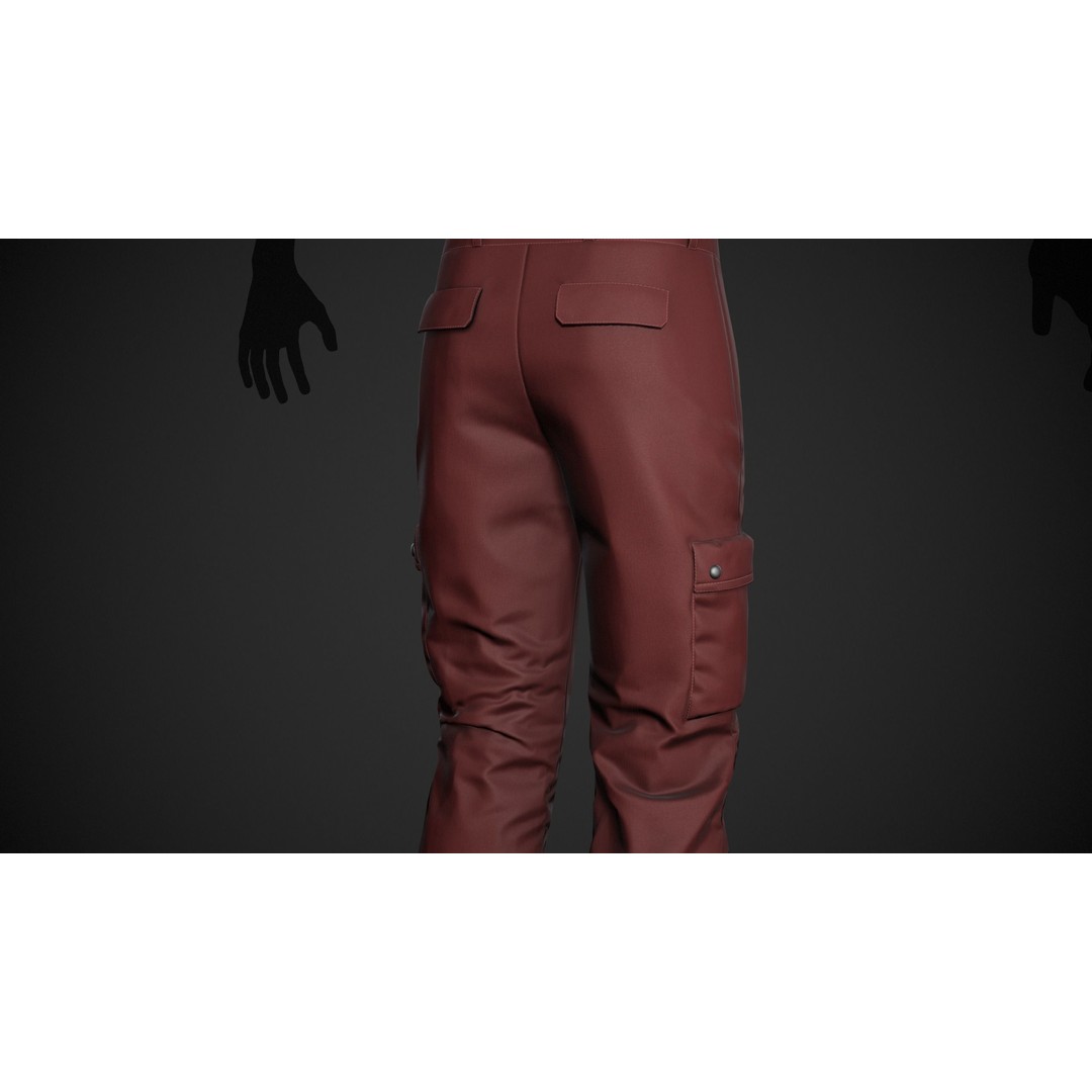 Red Snowboard Pants 3D Model – Low Poly PBR Game Asset, FBX, OBJ - View 11