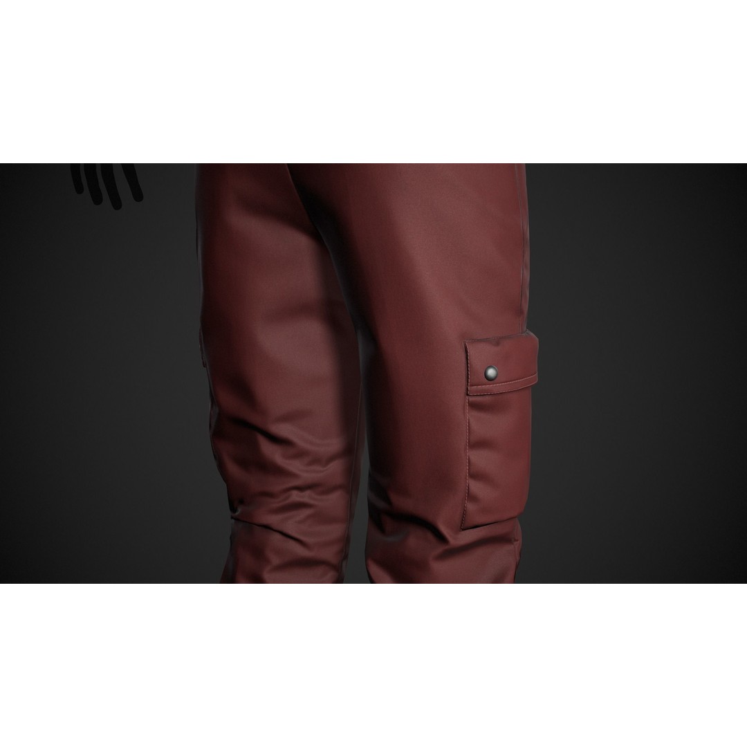 Red Snowboard Pants 3D Model – Low Poly PBR Game Asset, FBX, OBJ - View 12