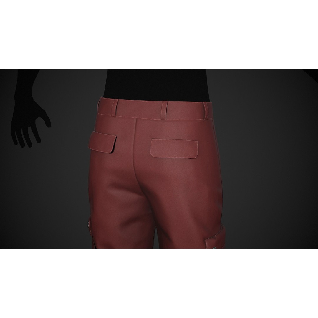 Red Snowboard Pants 3D Model – Low Poly PBR Game Asset, FBX, OBJ - View 4